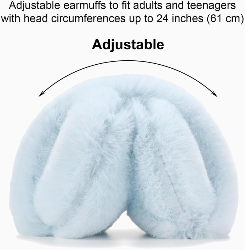 SUNBORRY Store Foldable Ear Muffs for Women, Faux Fur Adjustable Earmuffs for Winter - Image 3